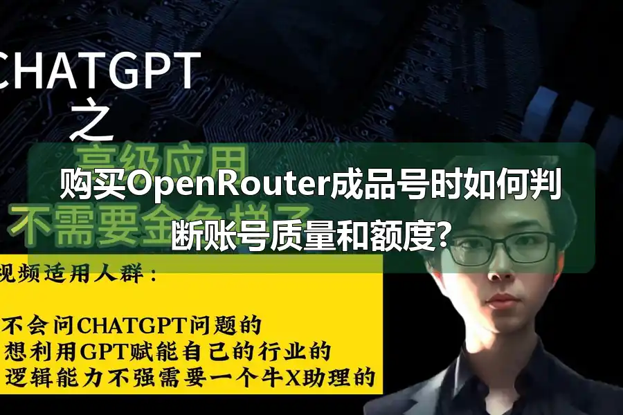 购买OpenRouter成品号时如何判断账号质量和额度?